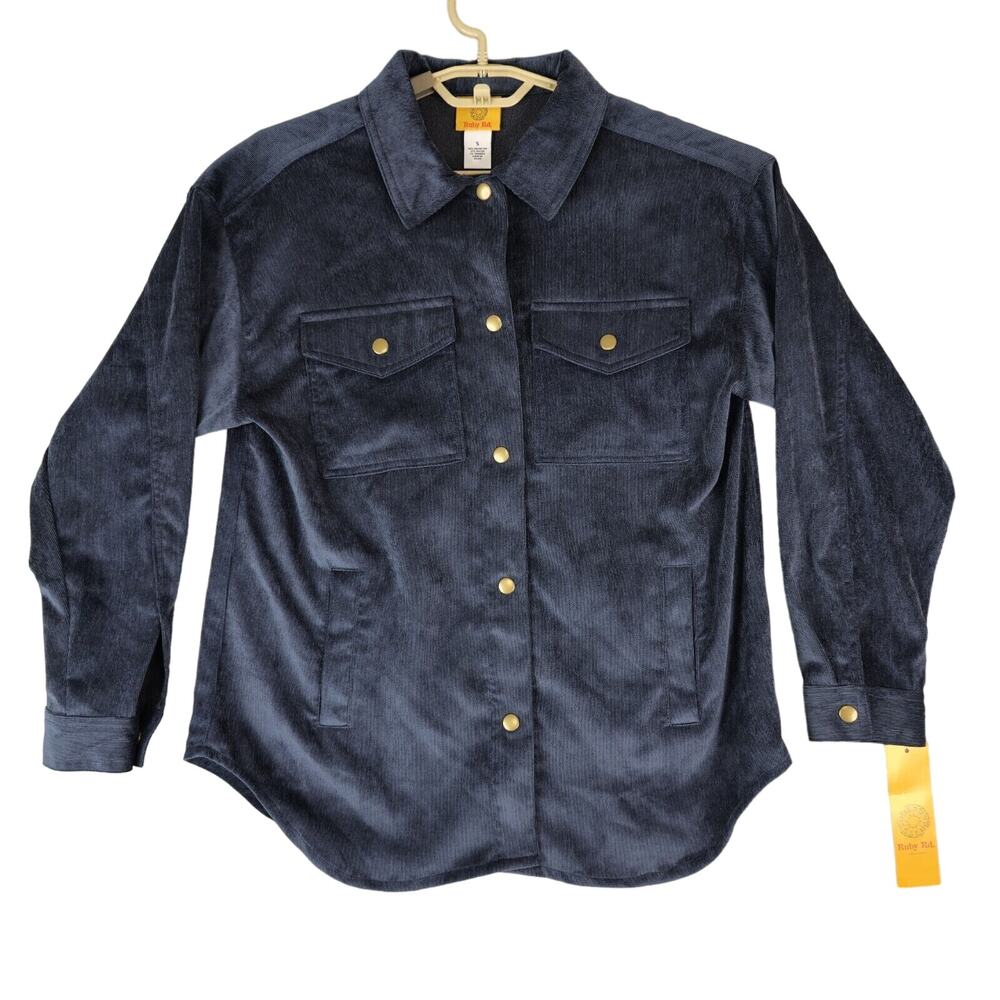 Ruby Rd Shacket Women S Pincord Velvet Soft‎ Long Sleeve Snap Front Shirt Jacket